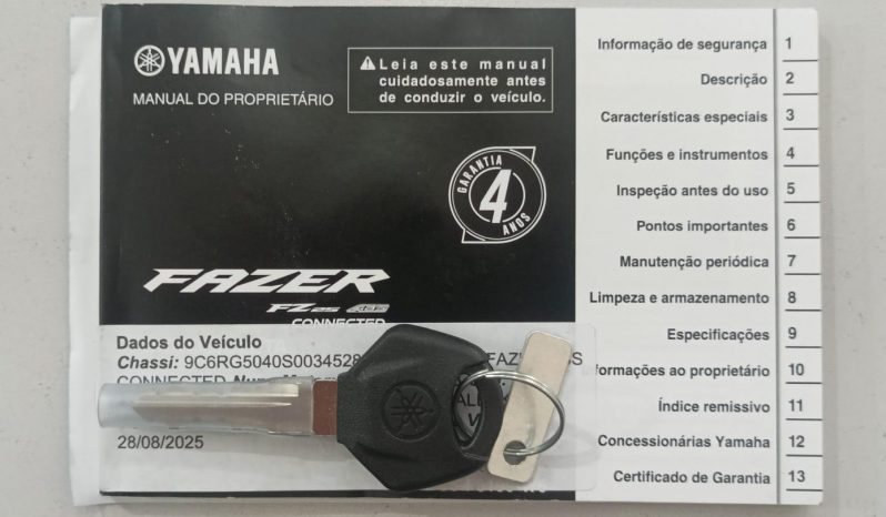 YAMAHA FZ-25 FAZER CONNECTED ABS 2025 cheio